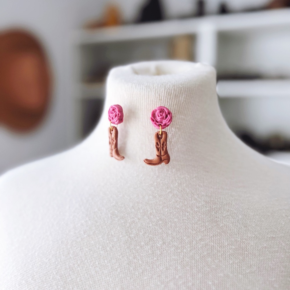 Cowgirl Boots + Rose Earrings - Picture 7 of 7